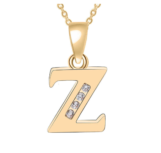 Couple Jewelry Fashion Gift Gold Color Cubic Zirconia A-Z Letter Copper Women Chain Pendant Initial Z