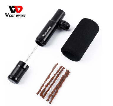 WEST BIKING 2 in 1 Mini Bike Pump CO2 Inflator Bicycle Tubeless Tire Repair Tool Presta & Schrader Valve MTB Cycling Air Pump