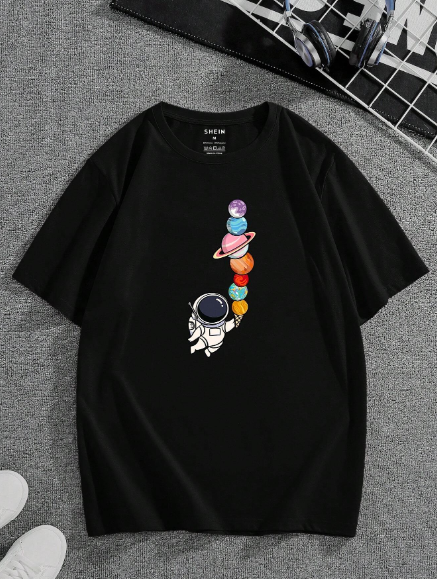Men Cotton Planet Print Tee