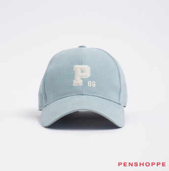 Penshoppe Varsity Cap With Felt Embroidered Patch For Women (Black/Mint Blue)