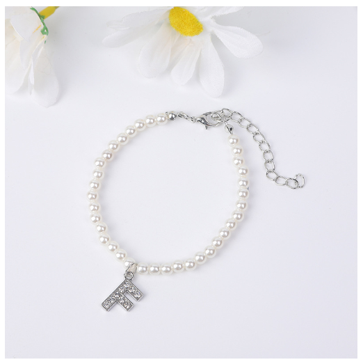 26 Letters Alphabet Initials Pearl Beaded Bracelet Bangle Women Jewelry Gift New