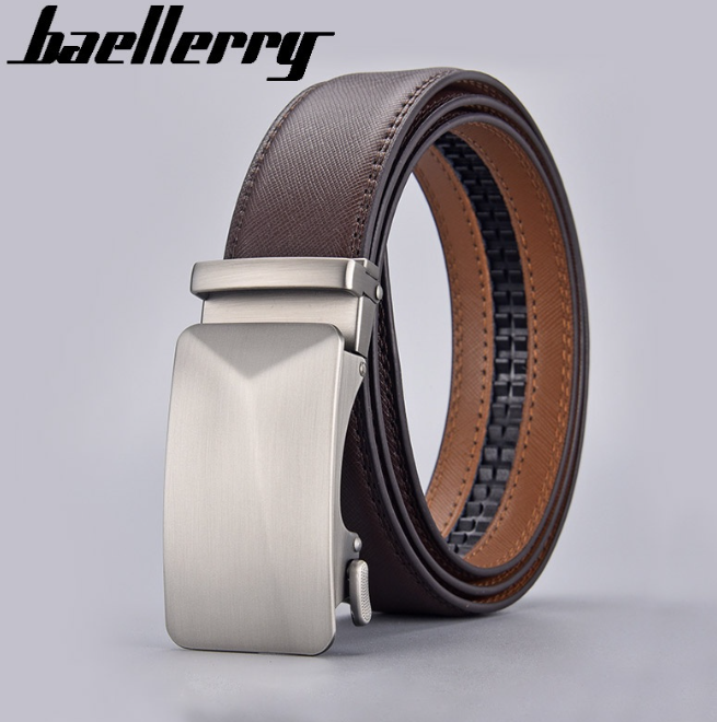 Baellerry Brown Men Luxury Belts New Fashion Automatic Buckle Holeless Genuine Leather Casual