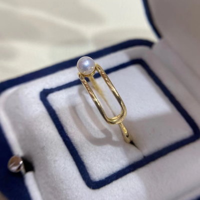 18K Gold-Coated Copper Plated Adjustable Freshwater Pearl Ring