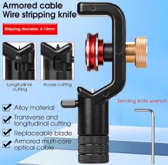 Armored Wire Stripper 4-10mm Optical Cable Slitter Fiber Optic Stripping Tool Jacket Slitter Sheath Cutter vertical and horizontal