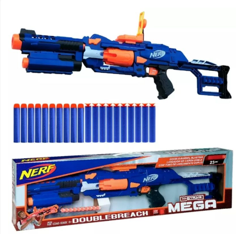 Nerf Doublebreach N-Strike Mega Double-Barrel Blasting Nerf Electric Toy Gun With 20Pcs Soft Bullets
