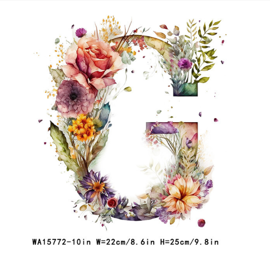 A-Z Letter Visual Design Iron On Transfer For Clothing Dtf Transfers Ready To Press G