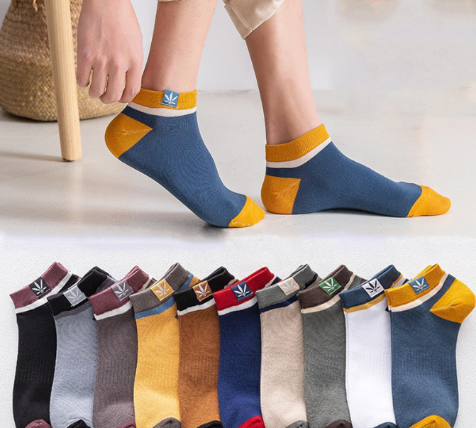 10pairs Ins Men's cotton sweat-absorbing anti-odor low-cut socks breathable crew socks & GF