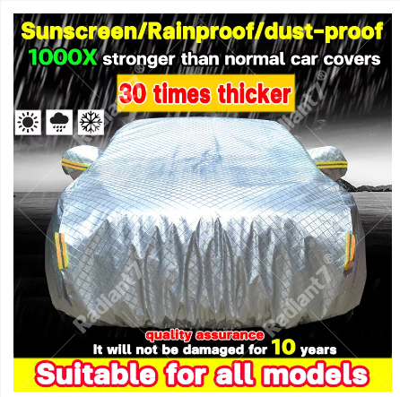 Thicken Waterproof Car Cover(Silver) Suitable for all Cars Waterproof Sun UV Resistant