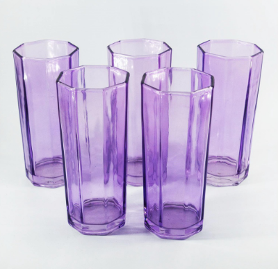 6pcs./Set Drinkware Tumbler Polygon Shape violet color (U18V)