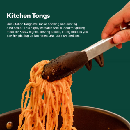 Famco Stainless Steel Tong with Silicone Tip, Heat Resistant, Non-Slip Grip