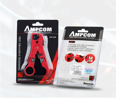 Ampcom All-In-One Stripping Tool Cable Wire Stripper Compression Tool Coaxial Cable Stripper, Round Cable ,Cutter And Flat
