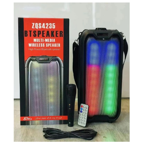 ZQS 4235 Bluetooth Speaker With Free Mic Karaoke Portable LED Speaker