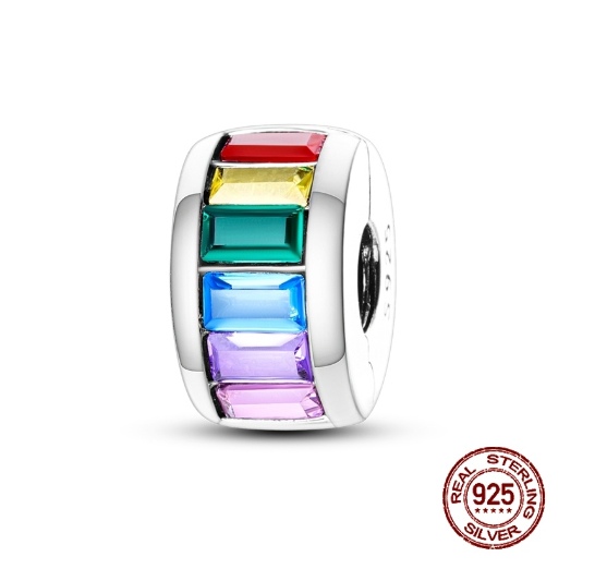 Fit Original Pandora Bracelet Beads Pendant 925 Sterling Silver Love Positioning Buckle Series Colorful Women Jewelry DIY Gift S028