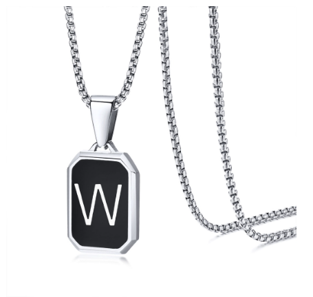 Vnox Brand Fashionable A-Z Letter Men's Necklace, Stainless Steel Simple Pendant, Non Fading Collar, Box Chain Gift Jewelry W