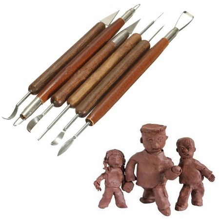 6pcs/set Stainless Steel Clay Sculpting Set/ DIY Wood Clay Craft Modeling Tool Kit/ Ceramic Sculpting Tools For Beginners