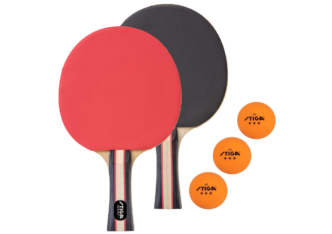 STIGA Performance 2 Player Ping Pong Set – 2 Table Tennis Rackets, 3 – 3 Star Orange Balls Included