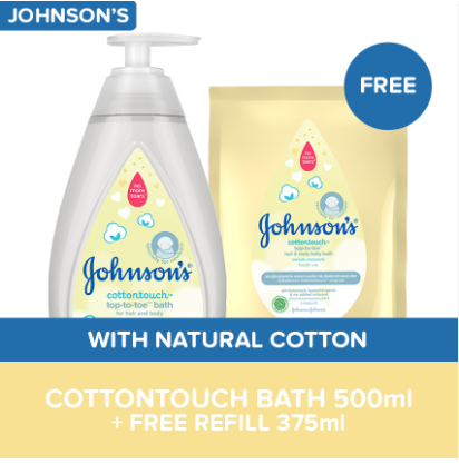 Johnson's Cottontouch Bath 500ml + Free 375ml Refill