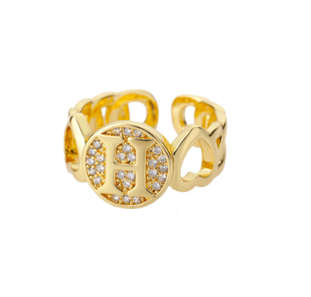 Initial Letter Open Rings For Women Aesthetic Love Heart Wedding Rings Stainless Steel Jewelry Gifts H