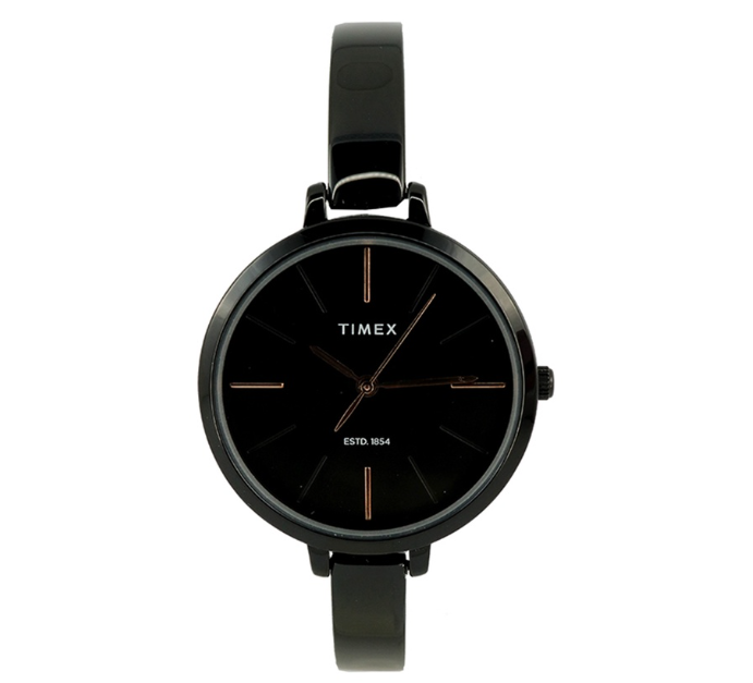Timex L128 Series Black Stainless Steel Analog Quartz Watch For Women TWEL12815E CLASSICS
