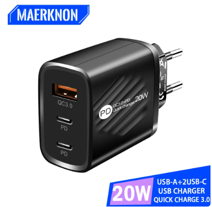 USB PD Charger 40W Type C Fast Charging 3 Ports Wall Charger For iPhone 15 Xiaomi Samsung Quick Charge 3.0 Phone Adapter Charger