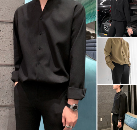 Men Long Sleeve Button Up Shirt