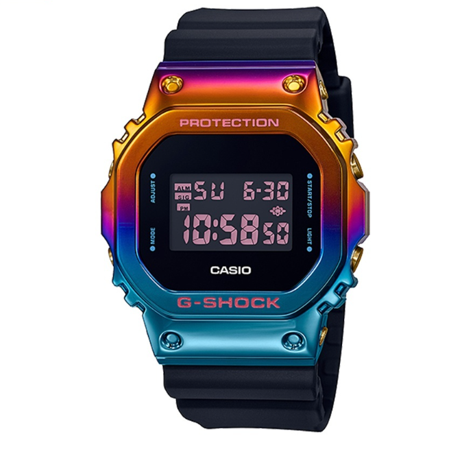 Casio G-Shock 5600 Series Rainbow Black Resin Digital Watch For Men CGM-5600SN-1DR