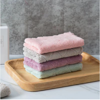 Microfiber cleaning cloth hand wash kitchen towel double-sided thick coral fleece household rags