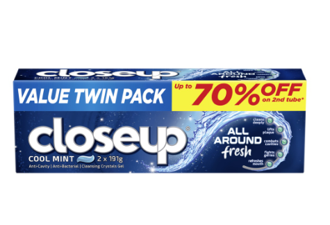 Closeup All Around Fresh Gel Toothpaste Cool Mint 191g Twin Pack