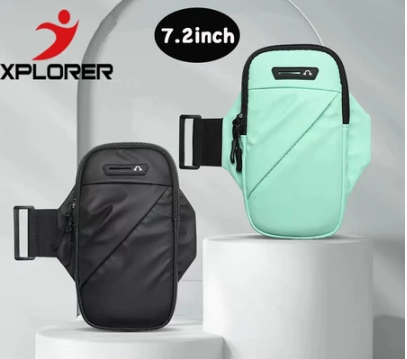 7.2inch Black Sport Arm Wrist Bag Phone Bag for Running Jogging Cycling Large Cellphone Pack Waterproof Reflective Cellphone Holder
