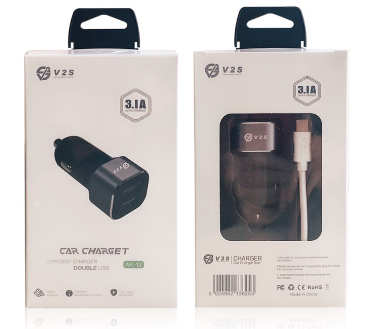 V2S AK12 Car Charger Double Efficient Charger With Free Charging Cable