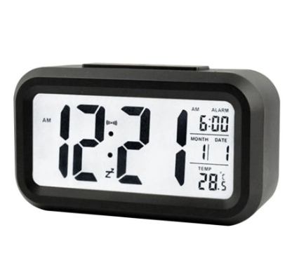 LED Digital Snooze Electronic Alarm Clock Backlight Time Calendar Thermometer