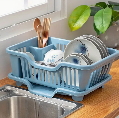 Large Kitchen Dish Drying Rack with Drain Board - Multifunctional Household Bowl and Utensil Storage Holder with Chopstick Slot