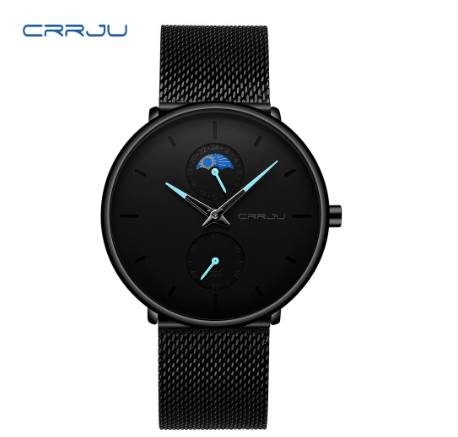 CRRJU Men's Watch Original Brand Multifunctional Fashion Business Analog Quartz Stainless Steel Waterproof 2263 X BLUE 1