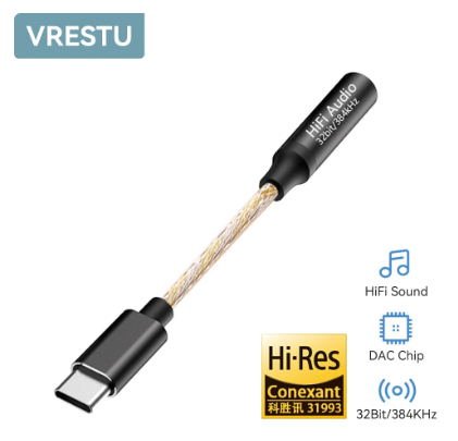 HiFi 384Khz DAC Headphone Adapter USB Type C to 3.5mm Jack Audio Adapter Digital Decoder Converter for Xiaomi Huawei Samsung Amp