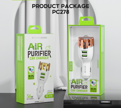 Bavin PC278 Qualcomm3.0 Car Air Purification Ionizer Car Charger Air Purifier Fast Charging