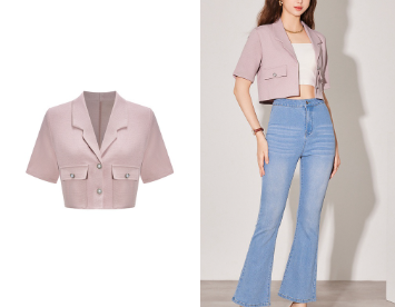 Lovito Women Pocket Blazer L59ED078 Pink