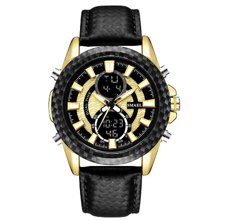 SMAEL 1373 Top Luxury Brand Men's Watch Fashion Dual Display Sports Wristwatch Multifunction Waterproof Military LED Quartz Watch M2
