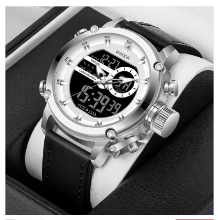 Wwoor Watch Original Waterproof Casual Men Sports Quartz Watch BLACK LEATHER SILVER WHITE