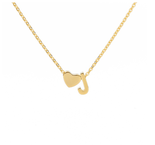 Maxzone Fashion Tiny Heart Initial Letter Necklaces For Women Stainless Steel Gold Silver Color Choker Pendant Necklace Boho Jewelry J
