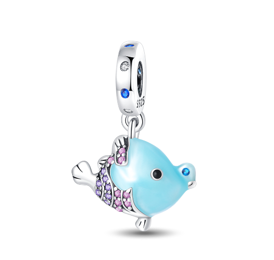 S925 Silver Pandora Same Design Glass Beads Sea Animal Butterfly Seahorse Sea Turtle Beads Suitable for Original Bracelets  021