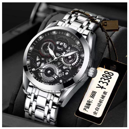 POSHI Automatic Movement Men Watch Waterproof Sports Fashion Mens Wristwatch Relo for Men SILVER BLACK