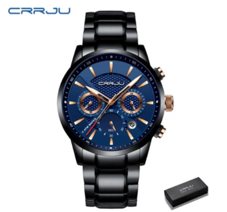 CRRJU Men's Watch Original Brand Multifunction Dial Business Luxury Analog Quartz Stainless Steel Waterproof 2212 M6