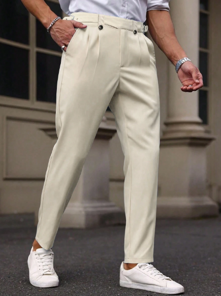Manfinity LEGND Men's Solid Color Pleated Front Straight Leg Casual Daily Commute Trousers With Pockets