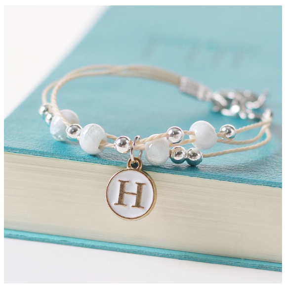 Ceramic beads 26 initials elastic beaded bracelet fashion men and women leisure bracelet lovers bracelet H