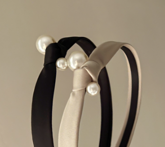 French Vintage Satin Knotted Pearl Headband High-End Niche Design Simple Ins