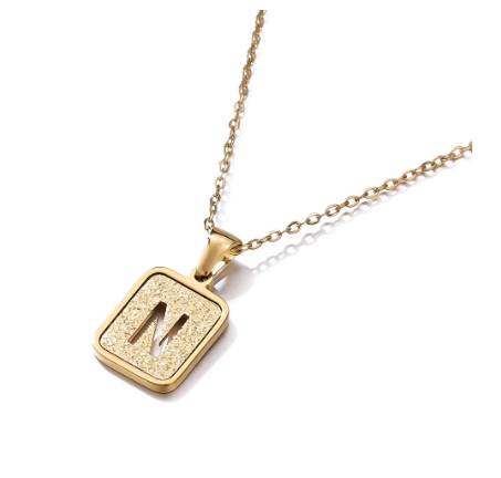 St. Kunkka 316L Stainless Steel Hollow A-Z Letter Pendant Necklace for Gift and Birthday Gift  N