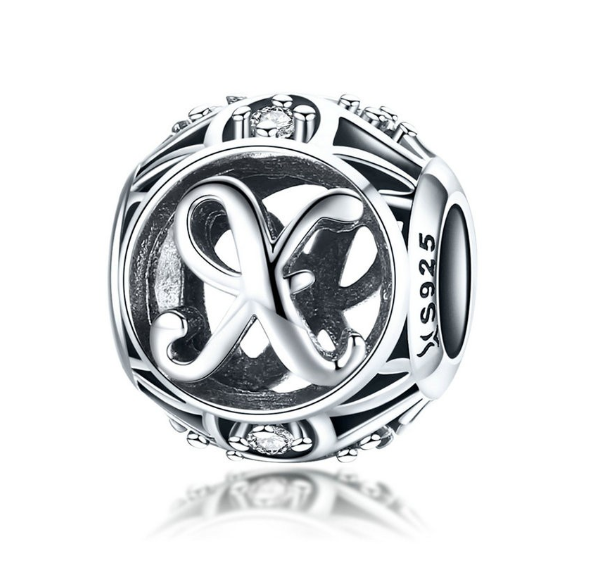 Bamoer 26 Letters A to Z Charm Sterling Silver 925 Bead For Bracelet & Necklace DIY Fashion Accessories X