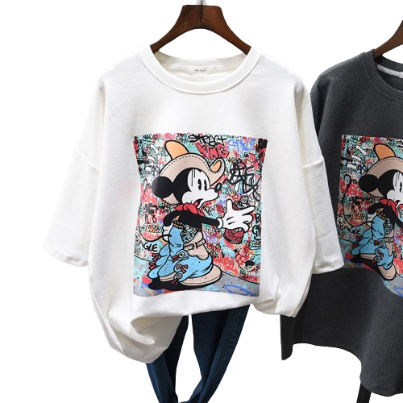 Lovito Women Cartoon Oversized T-Shirt LNE21024 (White)