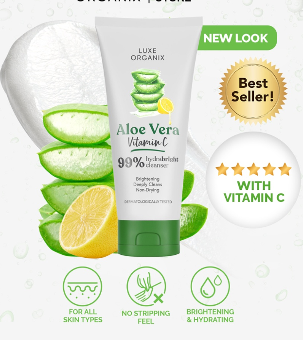 Luxe Organix Aloe Vera Brightening Micro Foam Cleanser With Vitamin C 120ml