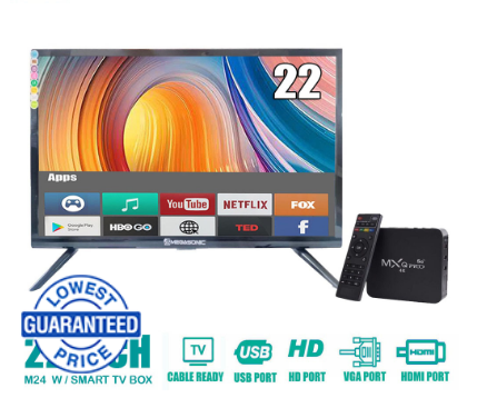 MEGASONIC M97-LED24 + Smart TV BOX 22 inch Screen LED TV